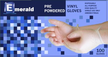 Emerald Shannon Powdered Vinyl Gloves – 4 Mil [S, M, L, & XL