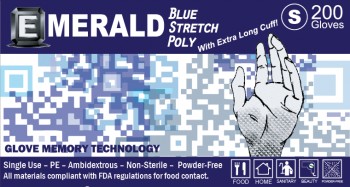 Emerald Blue Stretch Poly Gloves [S, M, L, & XL]