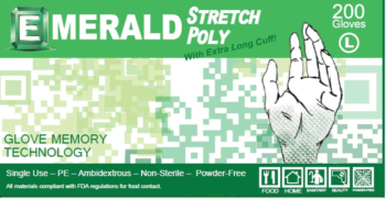Emerald Stretch Poly Gloves [S, M, L, & XL]